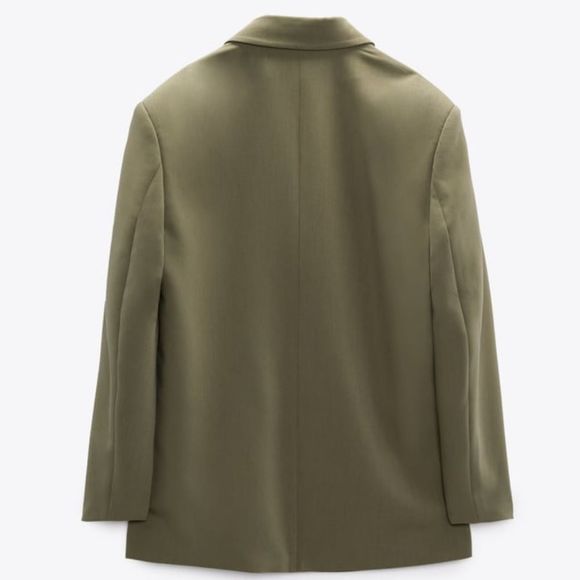 Zara Oversized Blazer Khaki Green L NWT - Picture 3 of 6